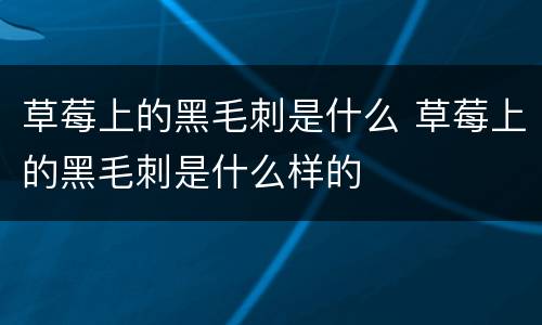 草莓上的黑毛刺是什么 草莓上的黑毛刺是什么样的