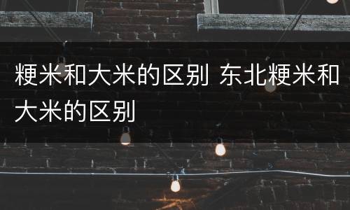 粳米和大米的区别 东北粳米和大米的区别