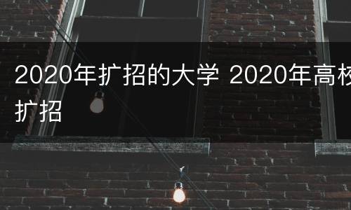 2020年扩招的大学 2020年高校扩招