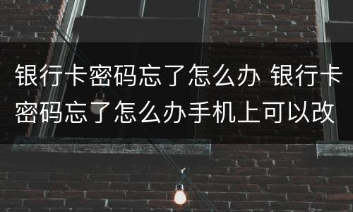 银行卡密码忘了怎么办 银行卡密码忘了怎么办手机上可以改密码吗