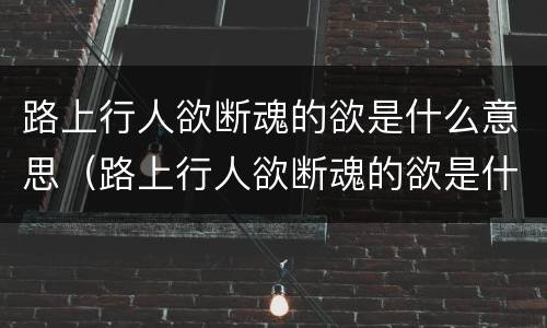 路上行人欲断魂的欲是什么意思（路上行人欲断魂的欲是什么意思写出来）