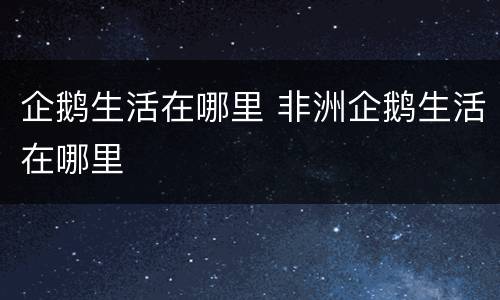 企鹅生活在哪里 非洲企鹅生活在哪里