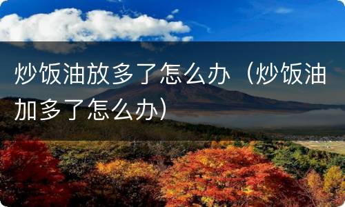 炒饭油放多了怎么办（炒饭油加多了怎么办）