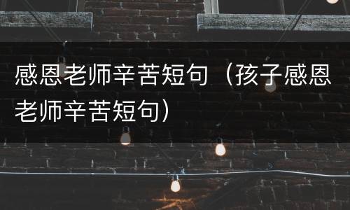 感恩老师辛苦短句（孩子感恩老师辛苦短句）