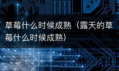 草莓什么时候成熟（露天的草莓什么时候成熟）