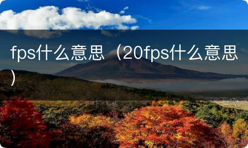 fps什么意思（20fps什么意思）