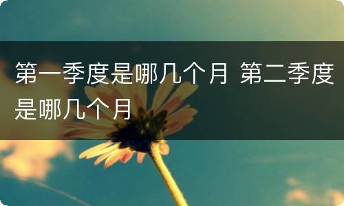 第一季度是哪几个月 第二季度是哪几个月