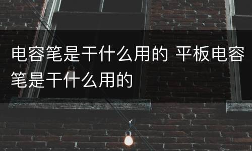 电容笔是干什么用的 平板电容笔是干什么用的