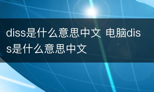 diss是什么意思中文 电脑diss是什么意思中文