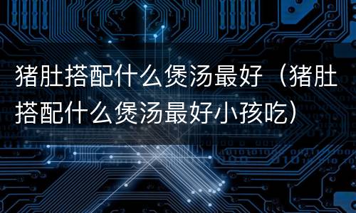 猪肚搭配什么煲汤最好（猪肚搭配什么煲汤最好小孩吃）