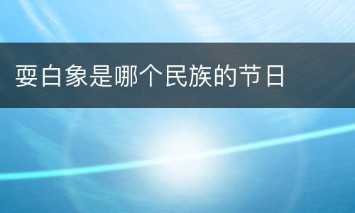 耍白象是哪个民族的节日