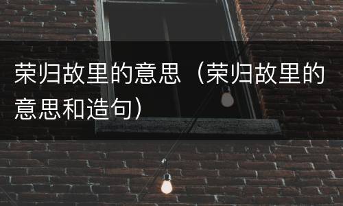 荣归故里的意思（荣归故里的意思和造句）
