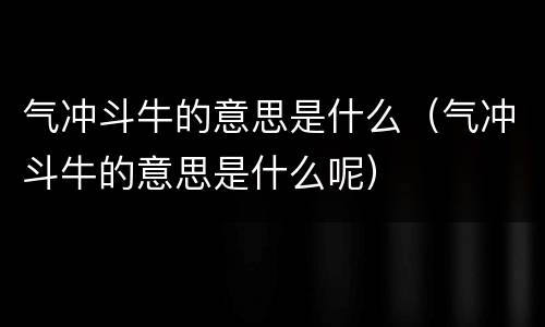 气冲斗牛的意思是什么（气冲斗牛的意思是什么呢）