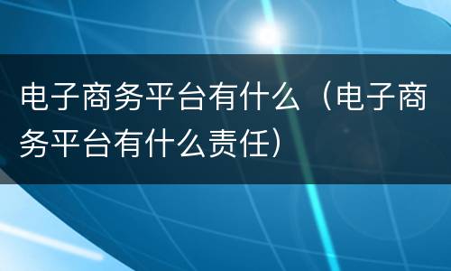 电子商务平台有什么（电子商务平台有什么责任）