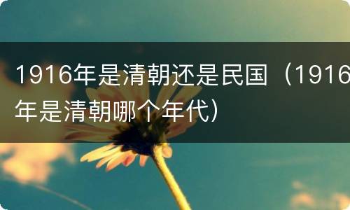 1916年是清朝还是民国（1916年是清朝哪个年代）