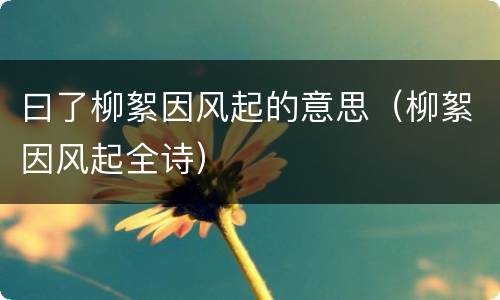 曰了柳絮因风起的意思（柳絮因风起全诗）