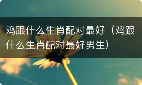 鸡跟什么生肖配对最好（鸡跟什么生肖配对最好男生）