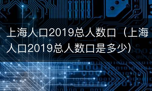 上海人口2019总人数口（上海人口2019总人数口是多少）