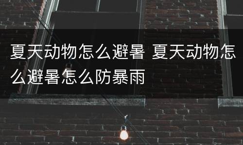 夏天动物怎么避暑 夏天动物怎么避暑怎么防暴雨
