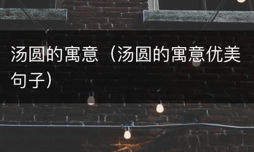 汤圆的寓意（汤圆的寓意优美句子）