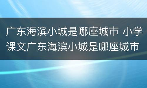 广东海滨小城是哪座城市 小学课文广东海滨小城是哪座城市