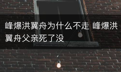 峰爆洪翼舟为什么不走 峰爆洪翼舟父亲死了没