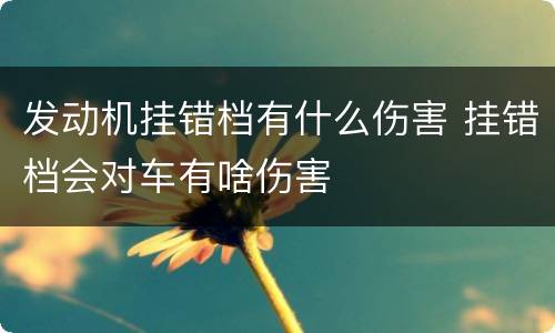 发动机挂错档有什么伤害 挂错档会对车有啥伤害
