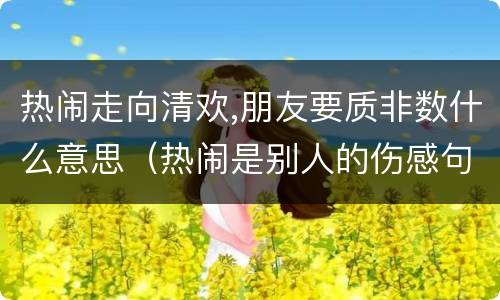 热闹走向清欢,朋友要质非数什么意思（热闹是别人的伤感句子）