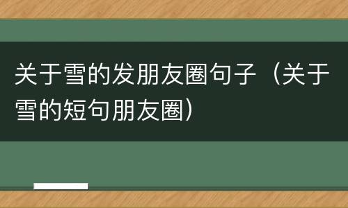 关于雪的发朋友圈句子（关于雪的短句朋友圈）