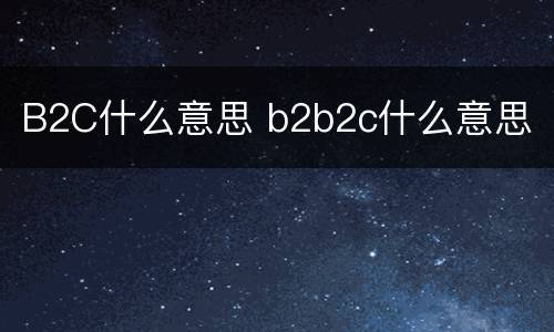 B2C什么意思 b2b2c什么意思