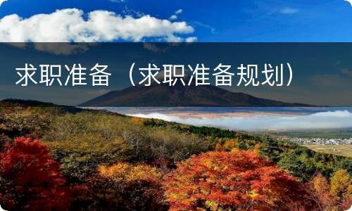 求职准备（求职准备规划）