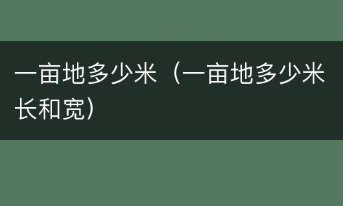 一亩地多少米（一亩地多少米长和宽）