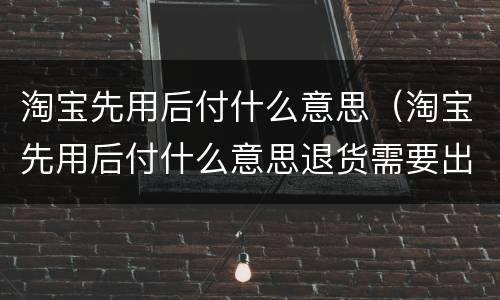 淘宝先用后付什么意思（淘宝先用后付什么意思退货需要出运费吗）