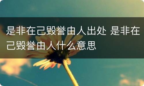 是非在己毁誉由人出处 是非在己毁誉由人什么意思
