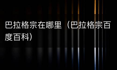 巴拉格宗在哪里（巴拉格宗百度百科）