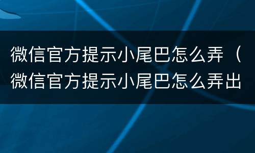 微信官方提示小尾巴怎么弄（微信官方提示小尾巴怎么弄出来）