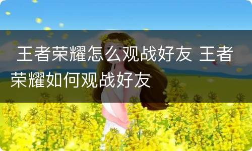  王者荣耀怎么观战好友 王者荣耀如何观战好友