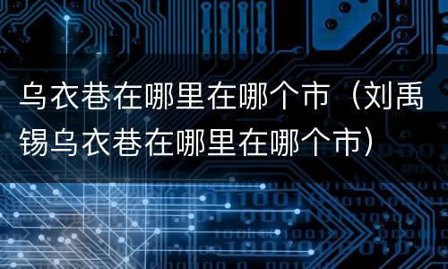 乌衣巷在哪里在哪个市（刘禹锡乌衣巷在哪里在哪个市）