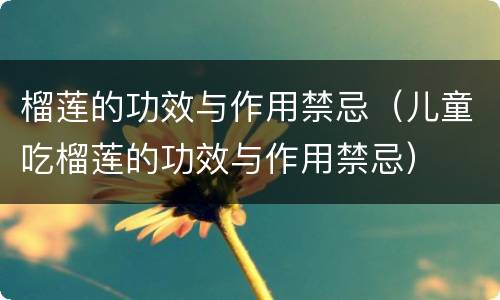 榴莲的功效与作用禁忌（儿童吃榴莲的功效与作用禁忌）