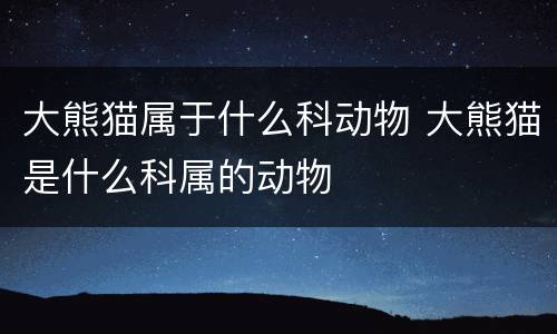 大熊猫属于什么科动物 大熊猫是什么科属的动物