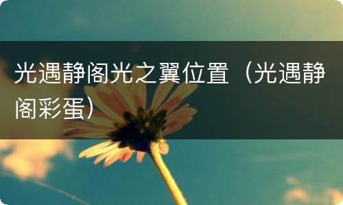光遇静阁光之翼位置（光遇静阁彩蛋）