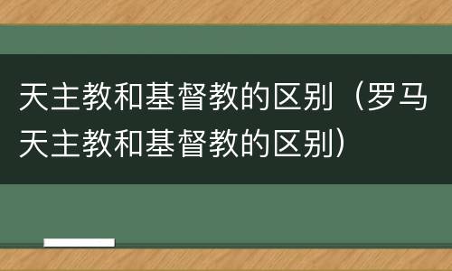 天主教和基督教的区别（罗马天主教和基督教的区别）