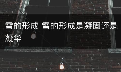 雪的形成 雪的形成是凝固还是凝华