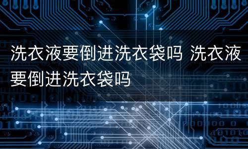 洗衣液要倒进洗衣袋吗 洗衣液要倒进洗衣袋吗