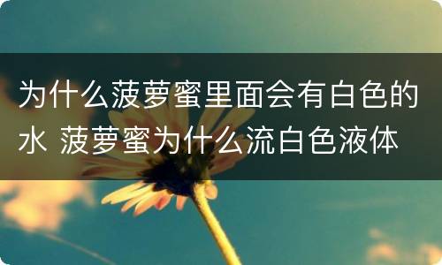 为什么菠萝蜜里面会有白色的水 菠萝蜜为什么流白色液体