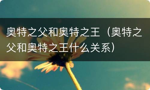 奥特之父和奥特之王（奥特之父和奥特之王什么关系）