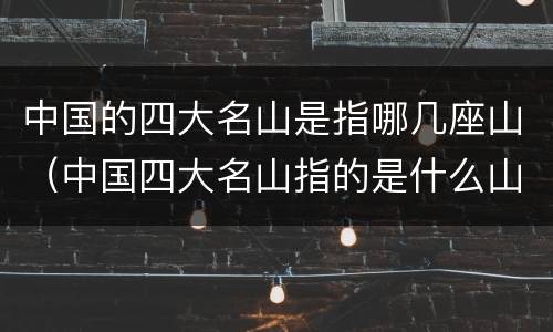 中国的四大名山是指哪几座山（中国四大名山指的是什么山）