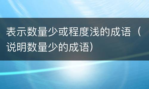 表示数量少或程度浅的成语（说明数量少的成语）