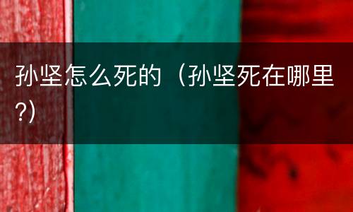 孙坚怎么死的（孙坚死在哪里?）