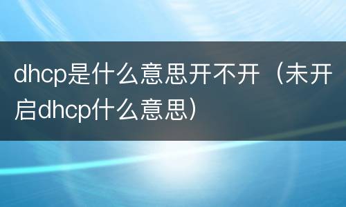 dhcp是什么意思开不开（未开启dhcp什么意思）